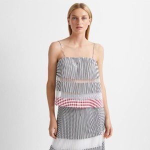CLUB MONACO Sunburst Pleated Stripe Tank Top Size Medium
